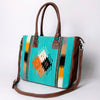 ADBG1005 American Darling Handwoven Saddle Blanket Tote Bag Genuine Leather Trim