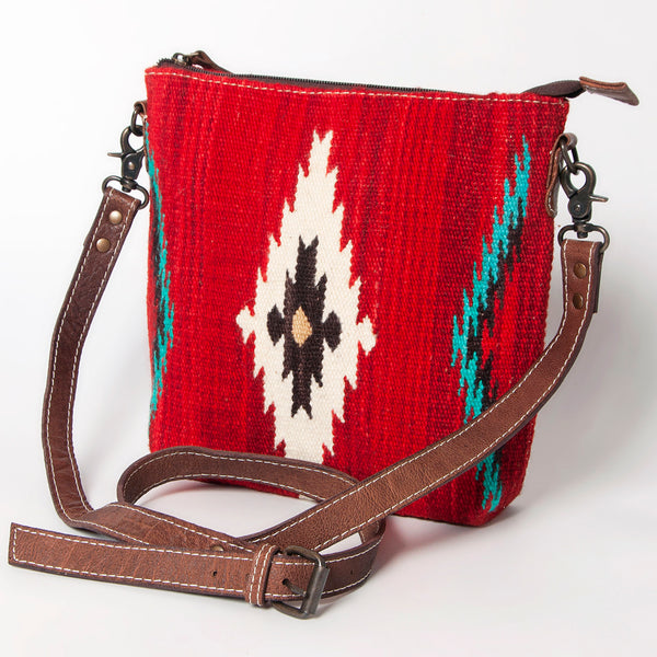 ADBG1006 American Darling Handwoven Saddle Blanket Large Crossbody Bag Genuine Leather
