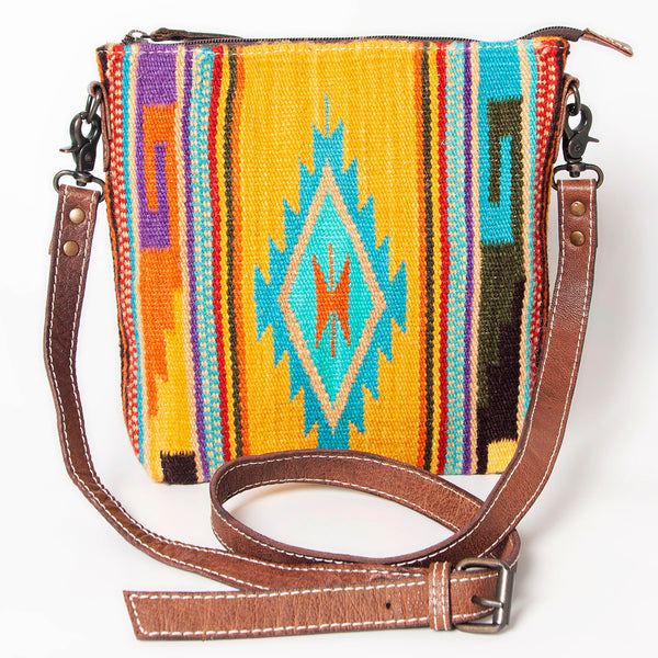 ADBG1006 American Darling Handwoven Saddle Blanket Large Crossbody Bag Genuine Leather