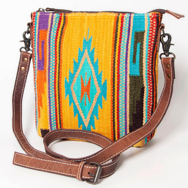 ADBG1006 American Darling Handwoven Saddle Blanket Large Crossbody Bag Genuine Leather