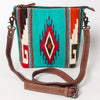 ADBG1006 American Darling Handwoven Saddle Blanket Large Crossbody Bag Genuine Leather