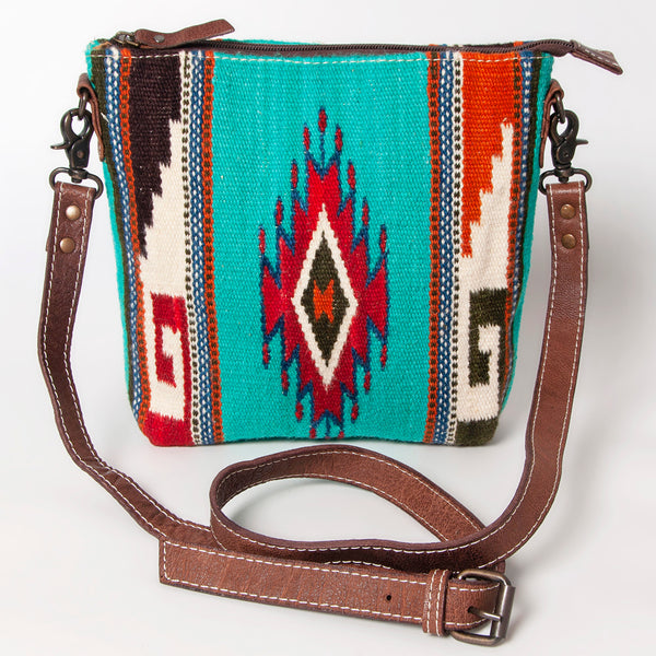 ADBG1006 American Darling Handwoven Saddle Blanket Large Crossbody Bag Genuine Leather