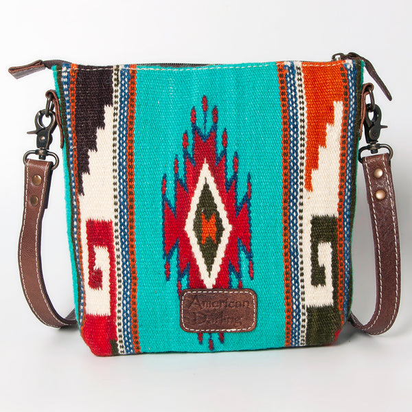 ADBG1006 American Darling Handwoven Saddle Blanket Large Crossbody Bag Genuine Leather