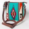 ADBG1006 American Darling Handwoven Saddle Blanket Large Crossbody Bag Genuine Leather