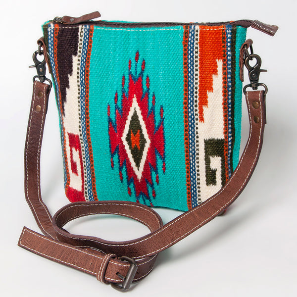 ADBG1006 American Darling Handwoven Saddle Blanket Large Crossbody Bag Genuine Leather
