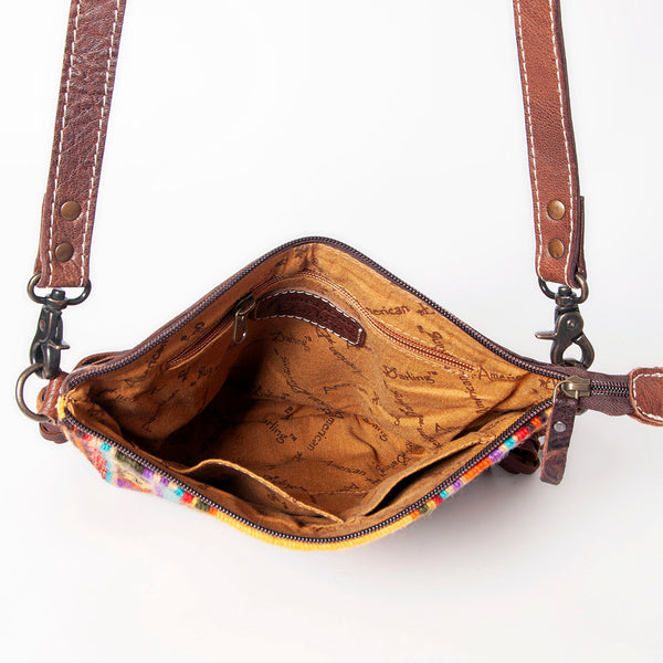 ADBG1007 American Darling Handwoven Saddle Blanket Fringe Crossbody Bag Genuine Leather