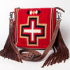 ADBG1007 American Darling Handwoven Saddle Blanket Fringe Crossbody Bag Genuine Leather