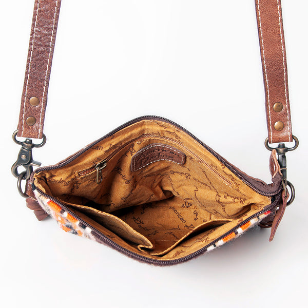 ADBG1007 American Darling Handwoven Saddle Blanket Fringe Crossbody Bag Genuine Leather