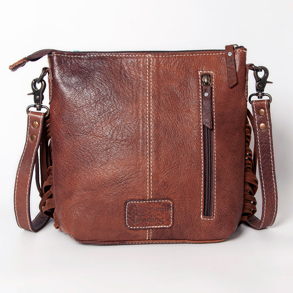 ADBG1007 American Darling Handwoven Saddle Blanket Fringe Crossbody Bag Genuine Leather