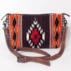 ADBG1008 American Darling Handwoven Saddle Blanket Crossbody Bag Genuine Leather Trim