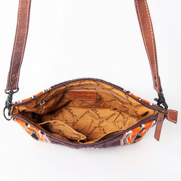 ADBG1008 American Darling Handwoven Saddle Blanket Crossbody Bag Genuine Leather Trim
