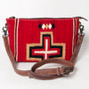 ADBG1008 American Darling Handwoven Saddle Blanket Crossbody Bag Genuine Leather Trim