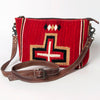 ADBG1008 American Darling Handwoven Saddle Blanket Crossbody Bag Genuine Leather Trim