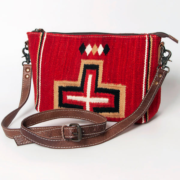 ADBG1008 American Darling Handwoven Saddle Blanket Crossbody Bag Genuine Leather Trim