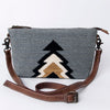 ADBG1008 American Darling Handwoven Saddle Blanket Crossbody Bag Genuine Leather Trim