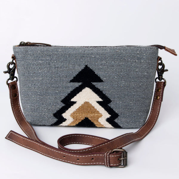 ADBG1008 American Darling Handwoven Saddle Blanket Crossbody Bag Genuine Leather Trim