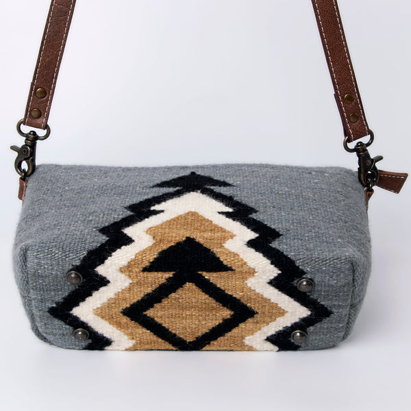 ADBG1008 American Darling Handwoven Saddle Blanket Crossbody Bag Genuine Leather Trim