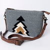 ADBG1008 American Darling Handwoven Saddle Blanket Crossbody Bag Genuine Leather Trim
