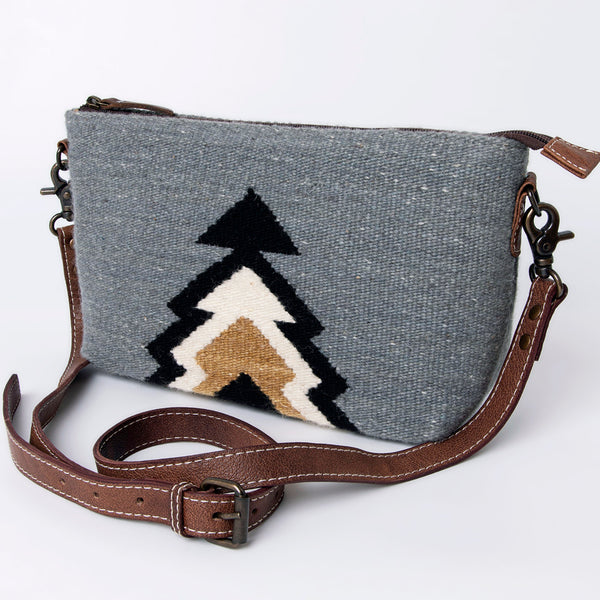 ADBG1008 American Darling Handwoven Saddle Blanket Crossbody Bag Genuine Leather Trim