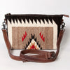 ADBG1008 American Darling Handwoven Saddle Blanket Crossbody Bag Genuine Leather Trim
