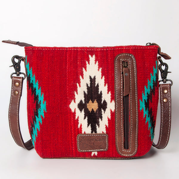 ADBG1009 American Darling Handwoven Saddle Blanket Crossbody Bag Genuine Leather