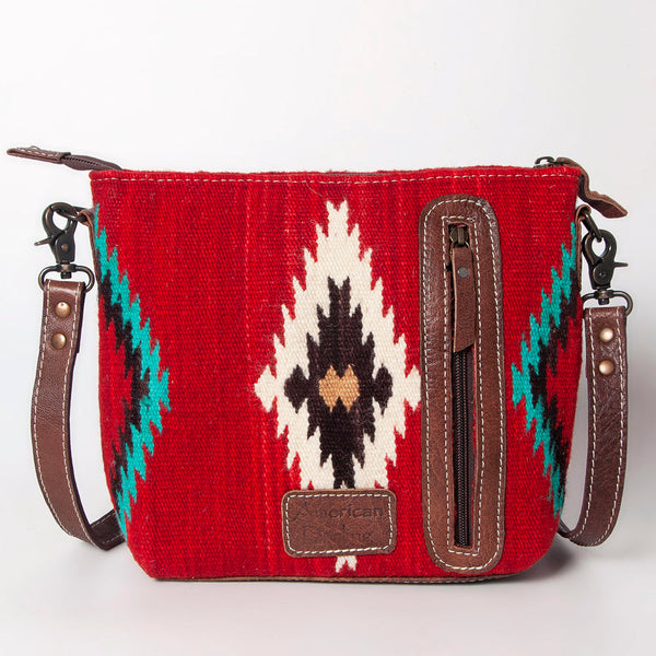 ADBG1009 American Darling Handwoven Saddle Blanket Crossbody Bag Genuine Leather