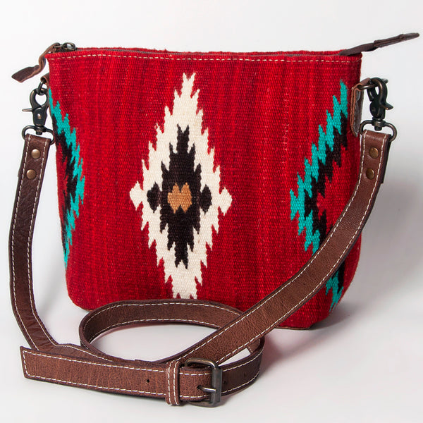 ADBG1009 American Darling Handwoven Saddle Blanket Crossbody Bag Genuine Leather