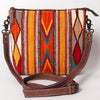 ADBG1009 American Darling Handwoven Saddle Blanket Crossbody Bag Genuine Leather
