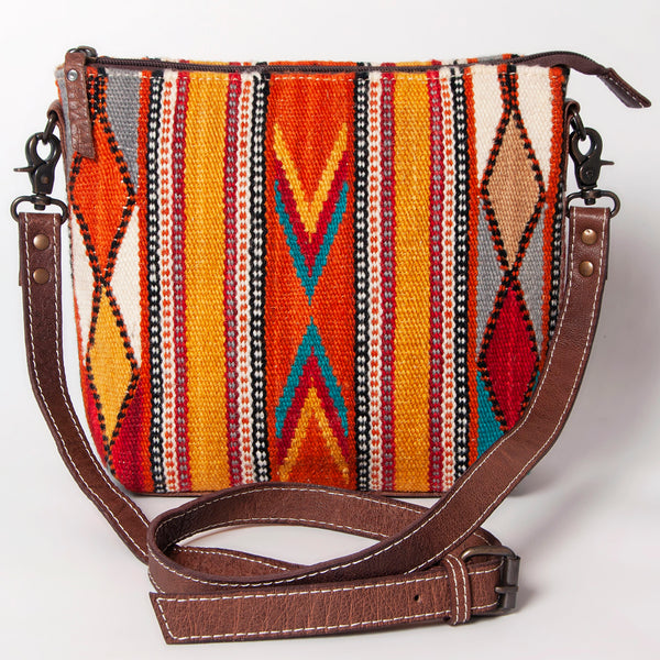 ADBG1009 American Darling Handwoven Saddle Blanket Crossbody Bag Genuine Leather
