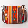 ADBG1009 American Darling Handwoven Saddle Blanket Crossbody Bag Genuine Leather