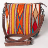 ADBG1009 American Darling Handwoven Saddle Blanket Crossbody Bag Genuine Leather