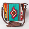ADBG1009 American Darling Handwoven Saddle Blanket Crossbody Bag Genuine Leather