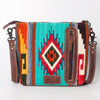 ADBG1009 American Darling Handwoven Saddle Blanket Crossbody Bag Genuine Leather