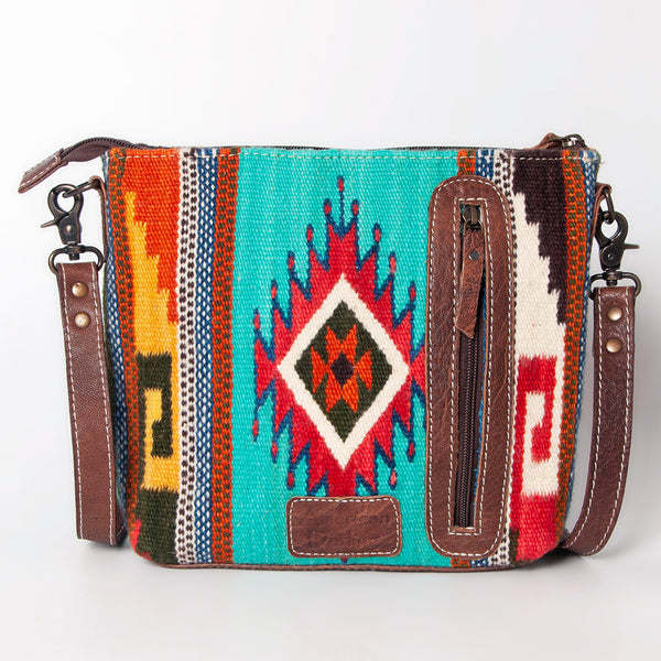 ADBG1009 American Darling Handwoven Saddle Blanket Crossbody Bag Genuine Leather
