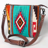 ADBG1009 American Darling Handwoven Saddle Blanket Crossbody Bag Genuine Leather