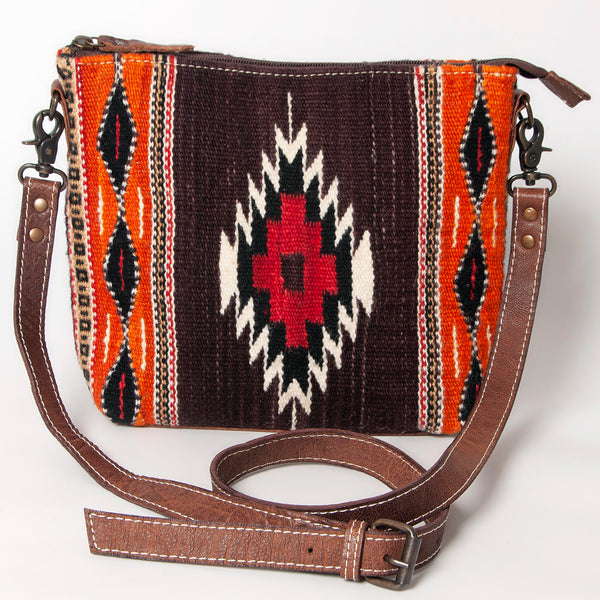 ADBG1009 American Darling Handwoven Saddle Blanket Crossbody Bag Genuine Leather