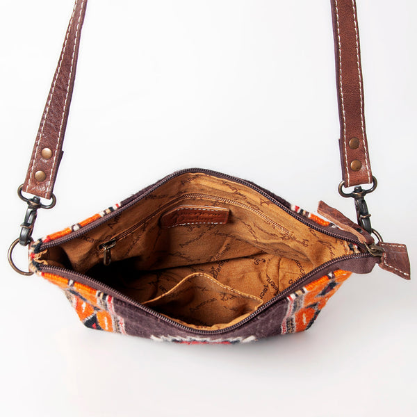 ADBG1009 American Darling Handwoven Saddle Blanket Crossbody Bag Genuine Leather
