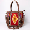 ADBG1013 American Darling Handwoven Saddle Blanket Leather Tote Bag Western Style
