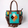 ADBG1013 American Darling Handwoven Saddle Blanket Leather Tote Bag Western Style
