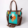 ADBG1013 American Darling Handwoven Saddle Blanket Leather Tote Bag Western Style
