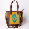 ADBG1013 American Darling Handwoven Saddle Blanket Leather Tote Bag Western Style