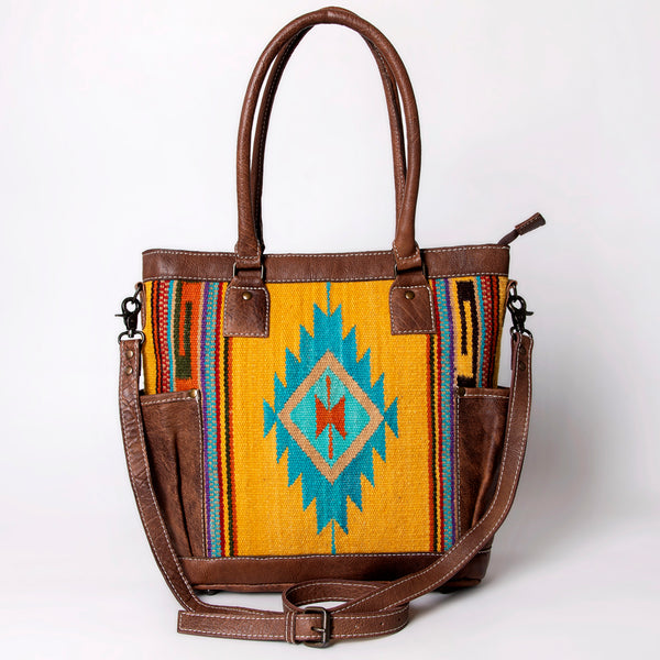 ADBG1013 American Darling Handwoven Saddle Blanket Leather Tote Bag Western Style