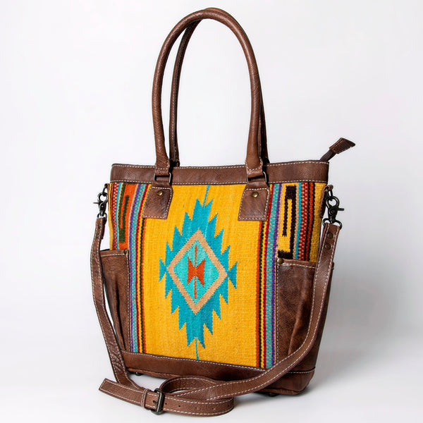 ADBG1013 American Darling Handwoven Saddle Blanket Leather Tote Bag Western Style