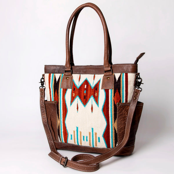 ADBG1013 American Darling Handwoven Saddle Blanket Leather Tote Bag Western Style