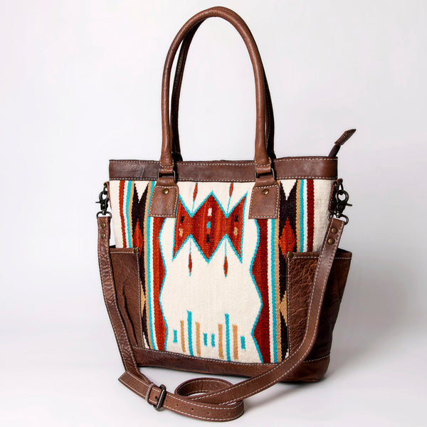 ADBG1013 American Darling Handwoven Saddle Blanket Leather Tote Bag Western Style