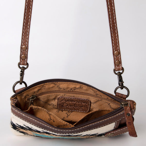 ADBG1014 American Darling Handwoven Saddle Blanket Leather Small Crossbody HandBag Western Style