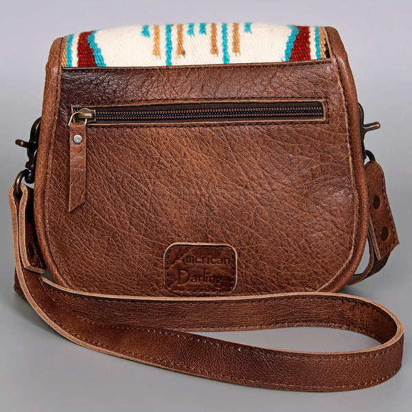 ADBG1015 American Darling Handwoven Saddle Blanket Leather Crossbody Bag Western Flap Purse