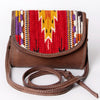 ADBG1016 American Darling Handwoven Saddle Blanket Leather Small Crossbody Bag Western Flap Purse