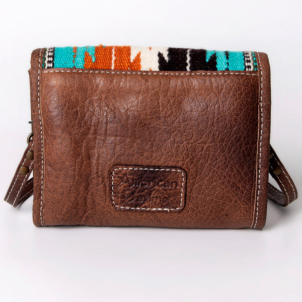 ADBG1016 American Darling Handwoven Saddle Blanket Leather Small Crossbody Bag Western Flap Purse