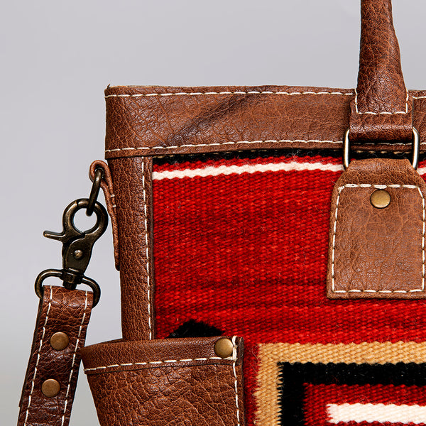 ADBG1017 American Darling Handwoven Saddle Blanket Leather Tote Bag Western Cowgirl Handbag